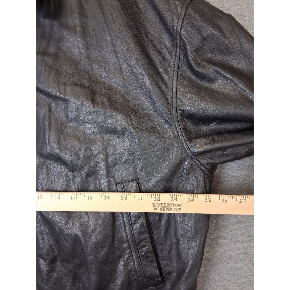 St Johns Bay Mens Jacket 2XL Black Leather Bomber Motorcycle Y2K VTG Classic - Picture 5 of 10